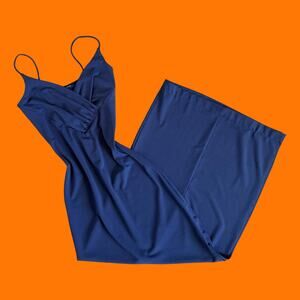 90's vintage slinky blue bodycon maxi dress XS SMALL